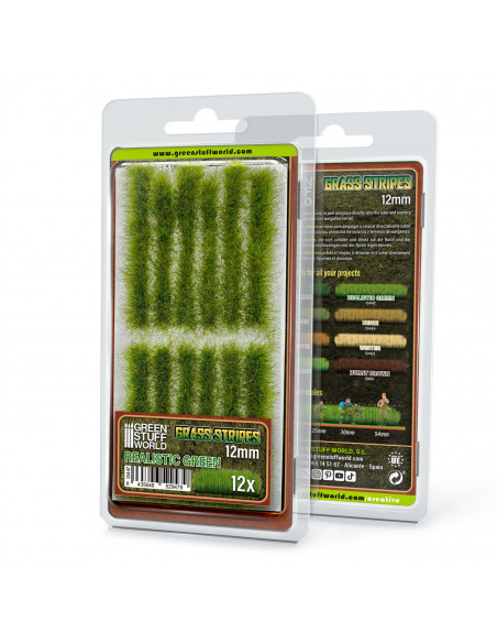 Tiras de Cesped 12 mm Verde Realista