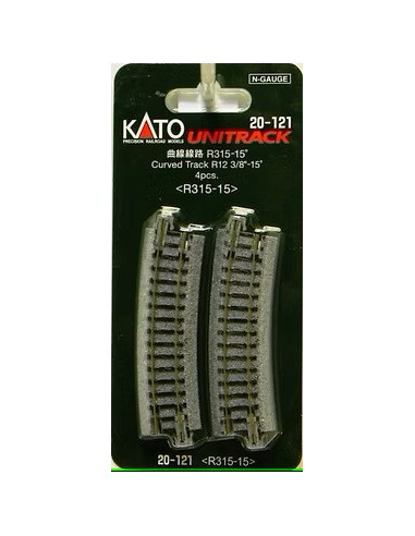 Cuatro tramos via Curva 315 mm 15º Kato Unitrack N