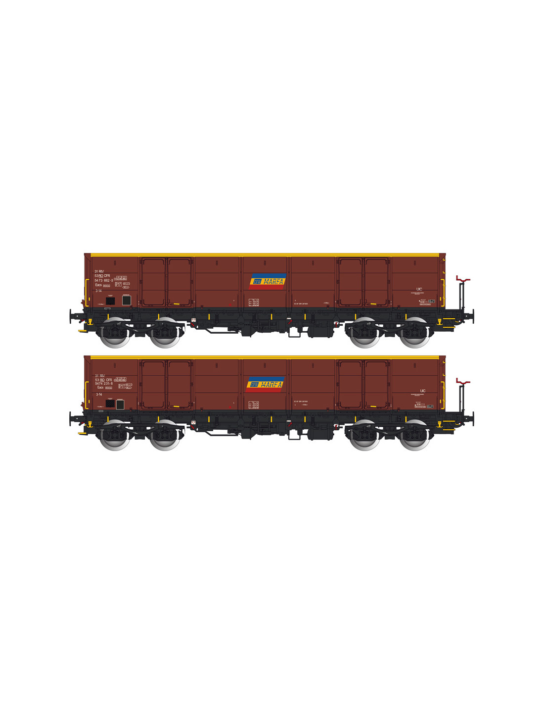 2-piece set of open freight cars Eacs of the CFR Ep VI H0