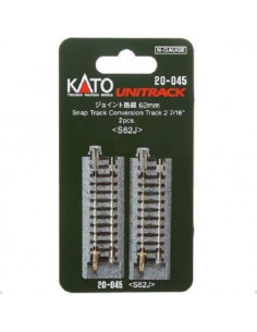 Dos tramos de via recta de 62 mm para acoplar via convencional UNITRACK N