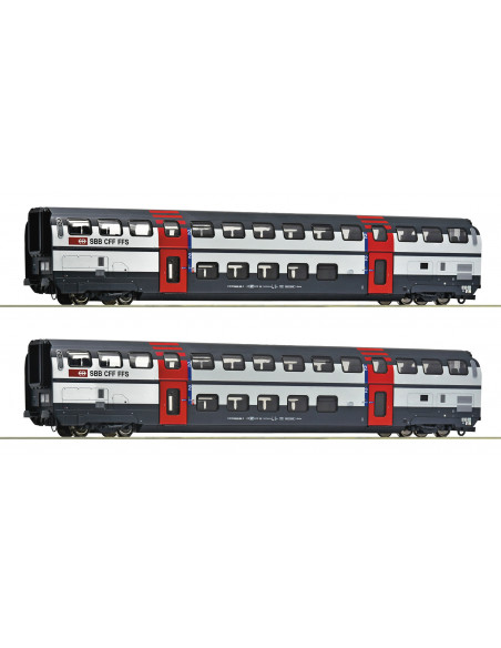 2-tlg. Set 2 Doppelstockwagen 2. Klasse SBB Ep V-VI H0