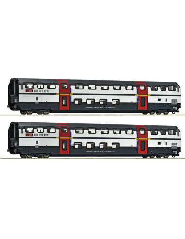 Set de 2 piezas Coches de dos pisos de 1a clase SBB Ep V-VI H0