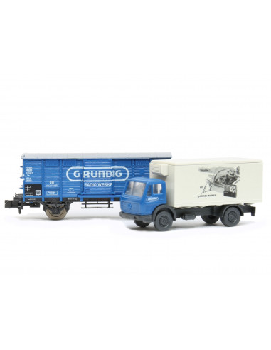 Freight car set with truck DB Museum car 2003 Grundig N
