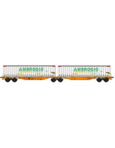 Vagon WASCOSA Sggmrss 90 portacontenedores AMBROGIO Ep VI H0