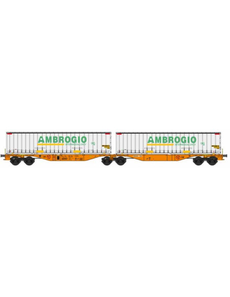 Vagon WASCOSA Sggmrss 90 portacontenedores AMBROGIO Ep VI H0