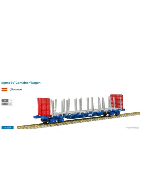 Vagon Captrain Sgnss 60 transporte de madera Ep VI H0