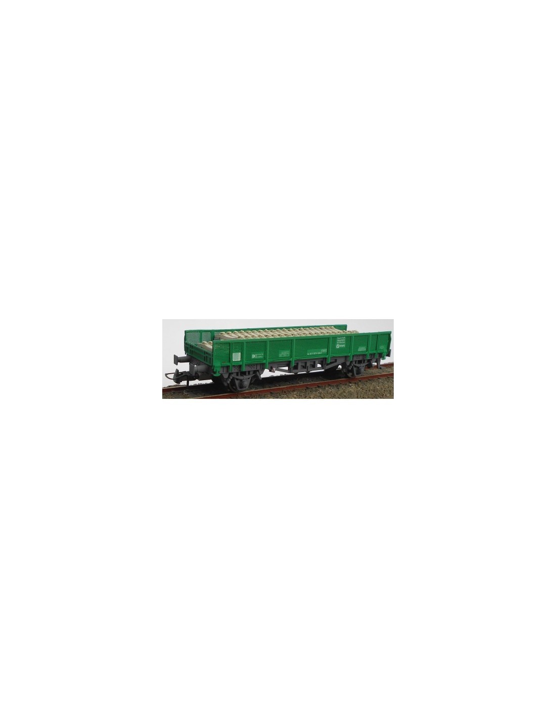 Vagon para el transporte de traviesas verde 40 71 957 0 031-2 HO