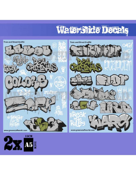 Calcas al agua mix graffitis Oro y Plata