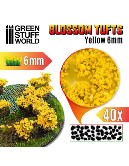 Blossom TUFTS 6mm self-adhesive YELLOW Flowers