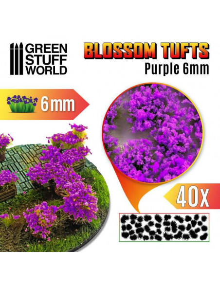Blossom TUFTS 6mm self-adhesive PURPLE Flowers