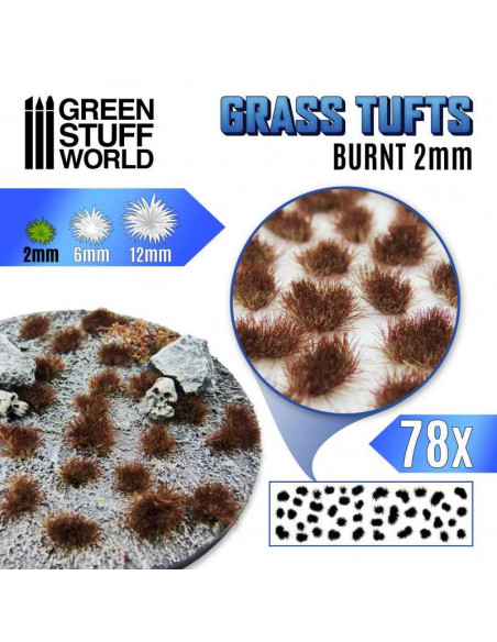 Grass TUFTS 2mm self-adhesive Burnt