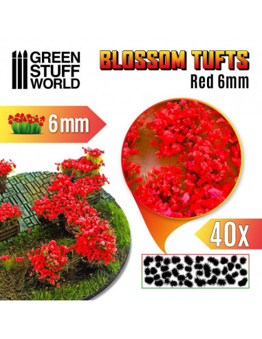 Blossom TUFTS 6mm self-adhesive RED Flowers