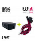 Repartidor HUB de 6 puertos y 6 cables de conexión rápida