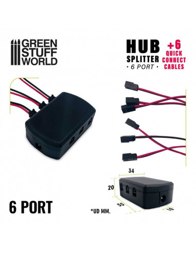 6-port HUB Splitter + 6 Schnellanschlusskabel