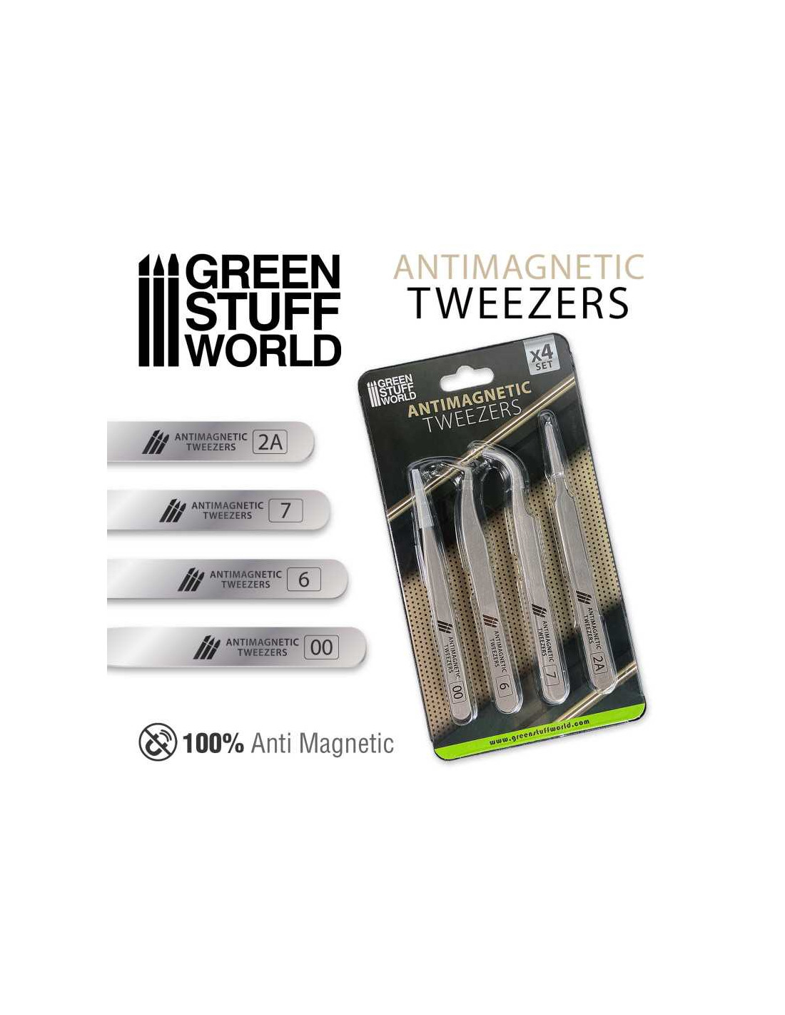 100% Anti-magnetic QUARTZ Tweezers SET