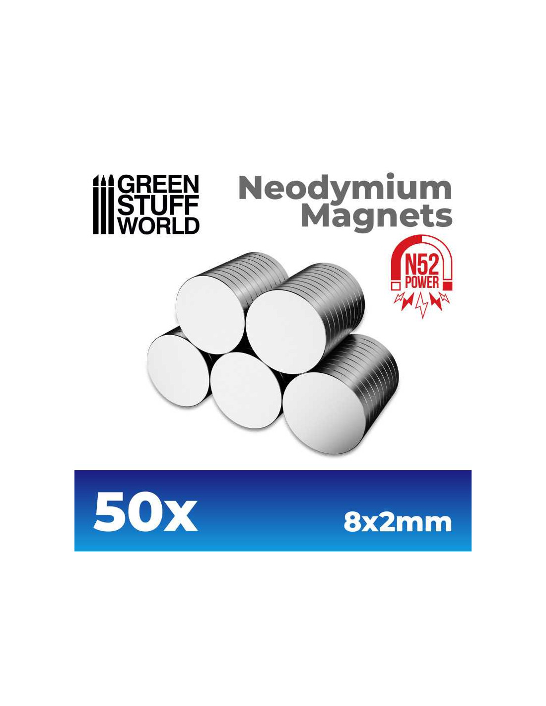 Neodymium Magnets 8x2mm 50 units (N52)