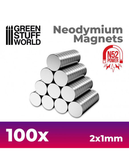 Imanes Neodimio 2x1mm 100 unidades (N52)