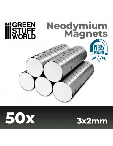 Imanes Neodimio 3x2mm 50 unidades (N35)