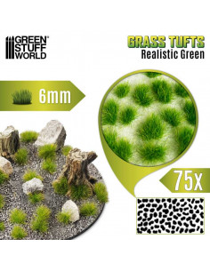 Static Grass Tufts 6 mm Realistic Green