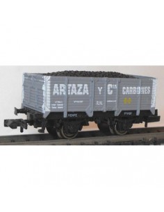Vagon abierto borde alto tipo "X2" X-191297 Gris chasis negro. "Artaza y Cia" Carga carbón N