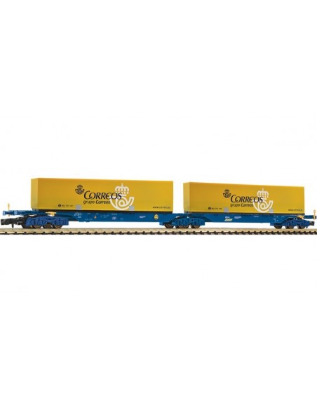 Vagon CORREOS doble portacontenedores de tipo Sggmrs RENFE N