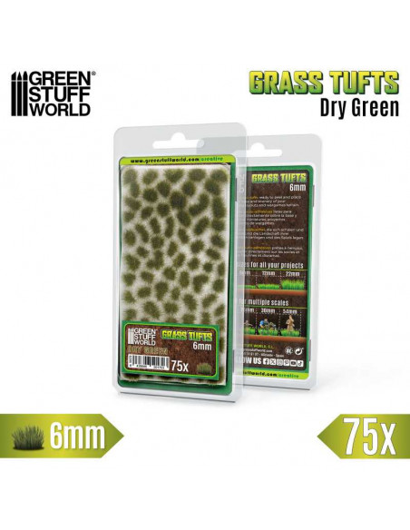 Static Grass Tufts 6 mm Dry Green