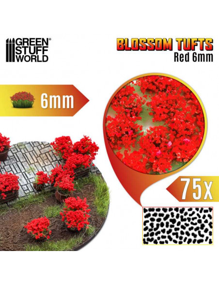 Blossom Tufts 6mm Red Flowers