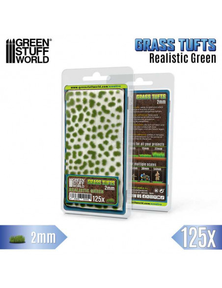 Static Grass Tufts 2 mm Realistic Green