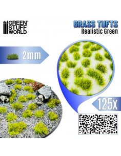 Static Grass Tufts 2 mm Realistic Green 2