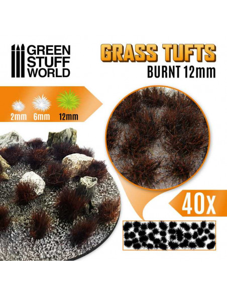 Grass TUFTS 12mm self-adhesive BURNT