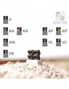 Mono bajo de 4 aspectos, Rojo-Blanco-Verde-Ambar N
