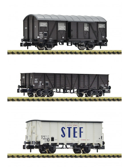 Set de tres vagones de mercancías SNCF Ep III N