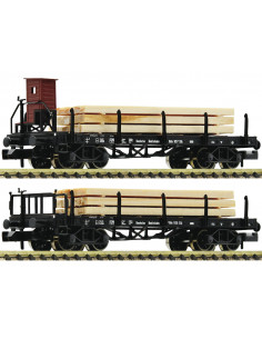 Set de 2 vagones de plataforma con teleros DRG Ep II N