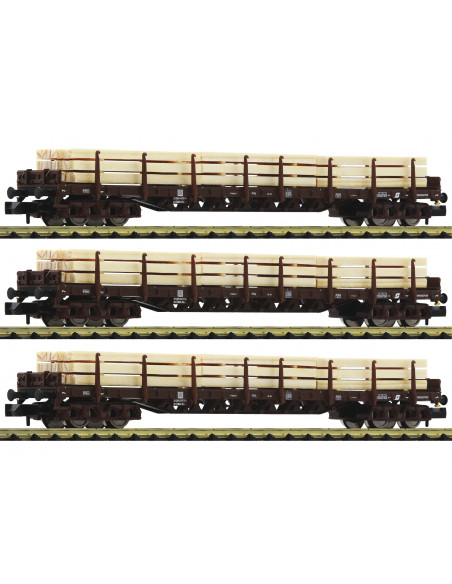 3 piece set Holzzug with stanchion wagons type Rs ÖBB Ep IV N