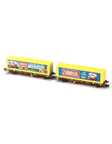 Set 2 contanier wagons MC3 Renfe ZUMOSOL N