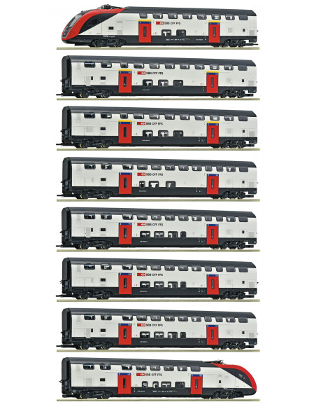 Long-distance double-deck train RABe 502 SBB Ep VI HO