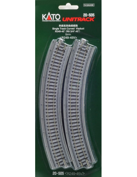 Unitrack 9-3/4" Radius 45 Single Track Viaduct Curve Track 2-Pieces N
